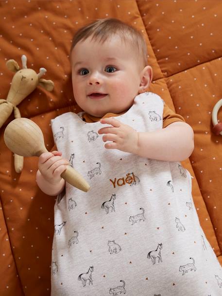 Saco de bebé sem mangas, personalizável, Pequeno Nómada CINZENTO MEDIO MESCLADO 