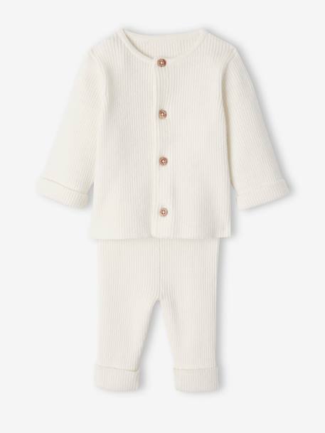 Conjunto unissexo, camisola e calças em malha, para bebé BRANCO CLARO LISO+CINZENTO CLARO MESCLADO+cinzento-ardósia 