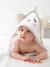 Capa de banho para bebé com capuz com bordado animais AZUL MEDIO LISO+ROSA MEDIO LISO+Branco 