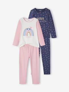 Menina 2-14 anos-Pijamas-Lote de 2 pijamas, arco-íris, para menina