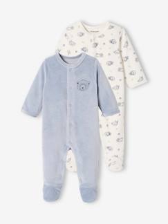 -Lote de 2 pijamas "ursos", em veludo, para bebé menino