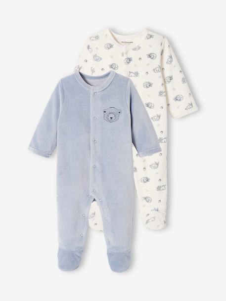 Lote de 2 pijamas 'ursos', em veludo, para bebé menino AZUL MEDIO BICOLOR/MULTICOLOR 
