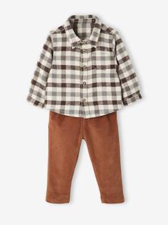 Bebé 0-36 meses-Conjuntos-Conjunto camisa em flanela + calças em bombazina, para bebé