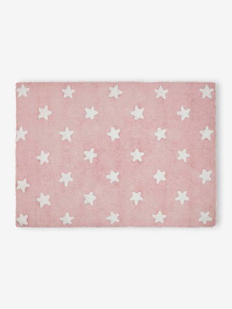 Tapete retangular com estrelas, lavável, em algodão, da LORENA CANALS azul+rosa 