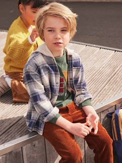 Menino 2-14 anos-Camisas-Casaco aos quadrados modelo camisa com capuz, em flanela, para menino
