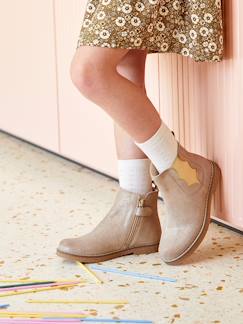 Evasão Boémia-Calçado-Calçado menina (23-38)-Botas em pele, com fecho e elástico, para menina