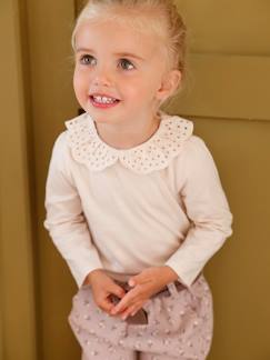 Bebé 0-36 meses-Camisola com gola bordada, de mangas compridas, para bebé