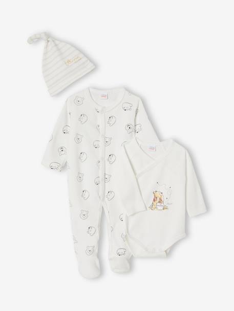 Conjunto pijama + body + gorro, Winnie The Pooh da Disney®, para bebé BEGE CLARO ESTAMPADO 
