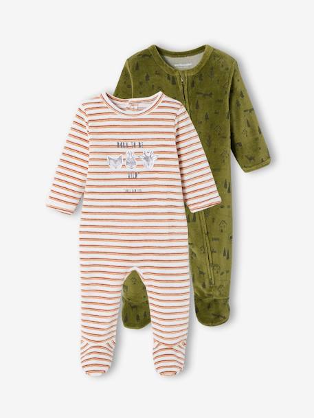Lote de 2 pijamas 'floresta' em veludo, para bebé menino VERDE ESCURO BICOLOR/MULTICOLO 
