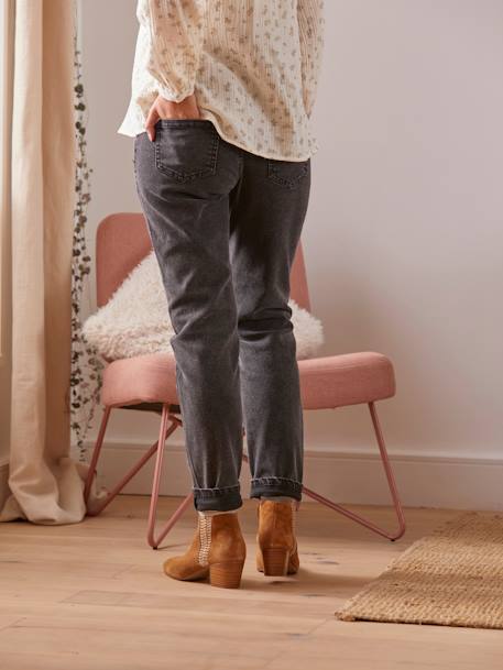 Jeans mom, faixa sem costuras, para grávida-Roupa grávida-Vertbaudet