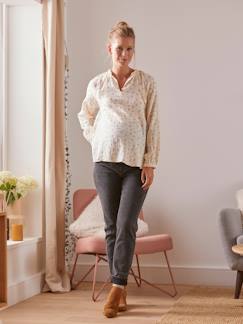 Denim-Roupa grávida-Calças-Jeans mom, faixa sem costuras, para grávida