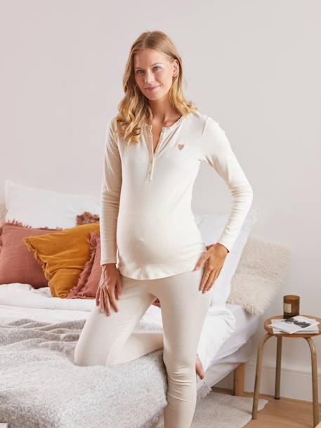 Pijama, especial gravidez e amamentação BRANCO CLARO LISO 