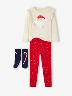 Menina 2-14 anos-Pijamas-Conjunto de Natal, pijama + meias de menina