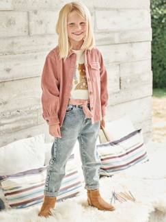 Menina 2-14 anos-Jeans "Mom fit" e cinto em gaze de algodão, para menina