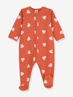 Pijama corações para bebé, em moletão, da Petit Bateau rosa 