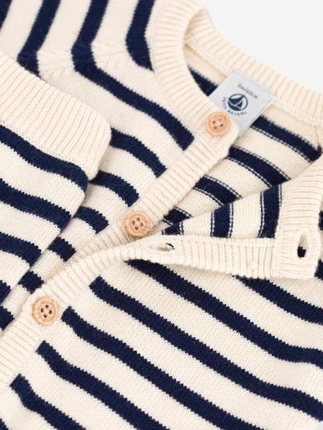 Conjunto de 2 peças às riscas, para bebé, em tricot de lã e algodão, da Petit Bateau branco estampado 