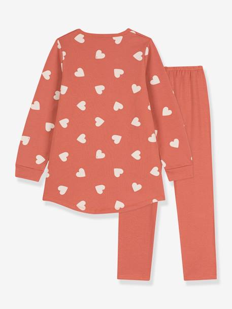 Camisa de dormir aos corações e leggings lisas, Petit Bateau rosa 