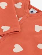 Pijama corações para bebé, em moletão, da Petit Bateau rosa 