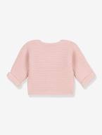 Casaco de bebé, tricot ponto de liga em algodão bio, da Petit Bateau branco+rosa 