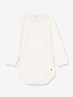 Bebé 0-36 meses-Body de mangas compridas e gola fantasia, em algodão bio, Petit Bateau