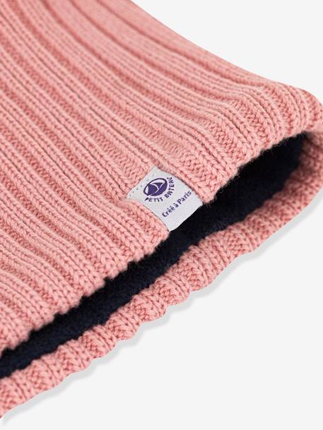 Gola snood para bebé, em tricot, forro em polar reciclado - Petit Bateau rosa 