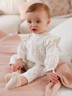 Bebé 0-36 meses-Macacões-Macacão com folho e forro, em gaze de algodão, para bebé