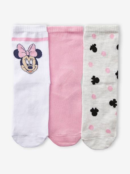 Lote de 3 pares de meias Minnie, da Disney® ROSA MEDIO LISO 