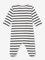 Pijama às riscas, em canelado, para bebé, da Petit Bateau branco estampado 