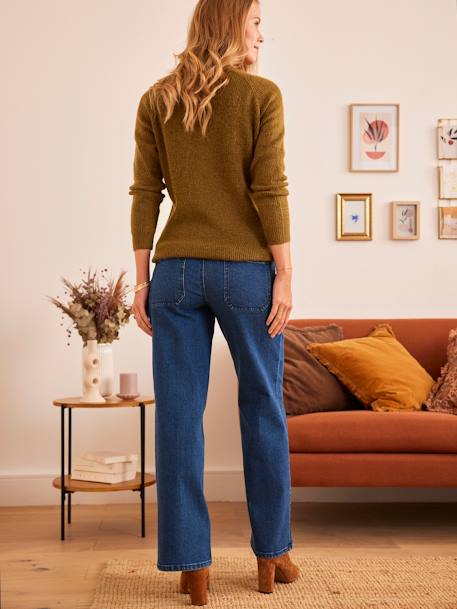 Jeans Wide Leg, entrepernas 78 cm, especial grávida AZUL MEDIO LISO 
