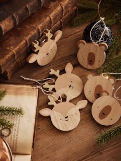 O brilho do Natal-Têxtil-lar e Decoração-Decoração-Adereços de decoração-Lote de 6 bolas de Natal, em madeira