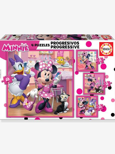 Puzzles progressivos 4 em 1, Minnie da Disney - EDUCA rosa 