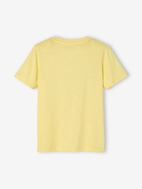 T-shirt de mangas curtas com mensagem, para menino amarelo-pastel+AZUL CLARO LISO COM MOTIVO+AZUL MEDIO LISO COM MOTIVO+azul-ardósia+azul-elétrico+azul-noite+cru+laranja+ocre 