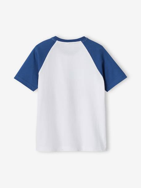 T-shirt com motivo gráfico e mangas raglan, para menino azul+verde-salva 