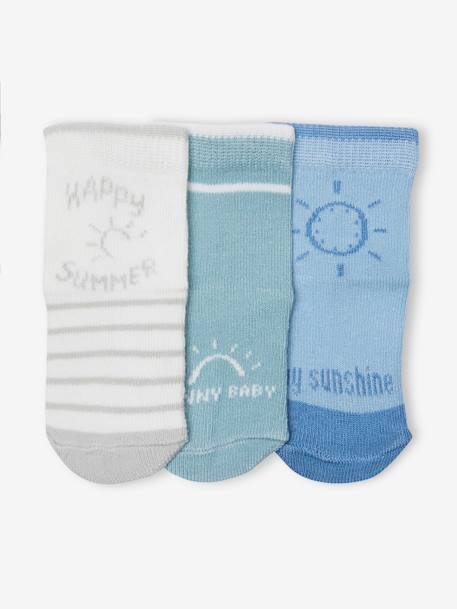 Lote de 3 pares de meias sunny, para bebé azul-azure 