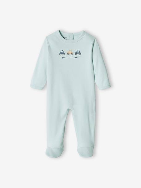 Lote de 3 pijamas básicos, em interlock, para bebé azul-céu+lilás suave 