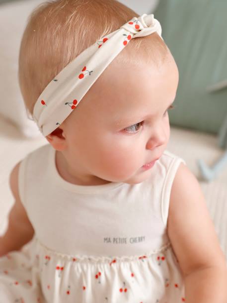 Conjunto macacão + fita do cabelo estampados, para bebé menina-Bebé 0-36  meses-Vertbaudet