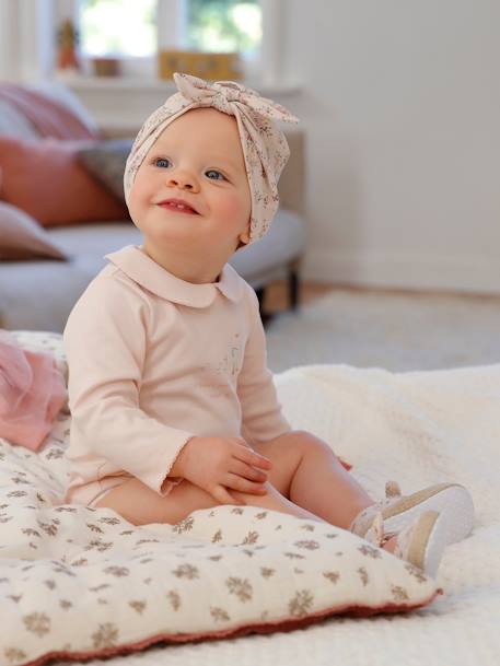 Body de mangas compridas, gola claudine, para bebé rosa-pálido 