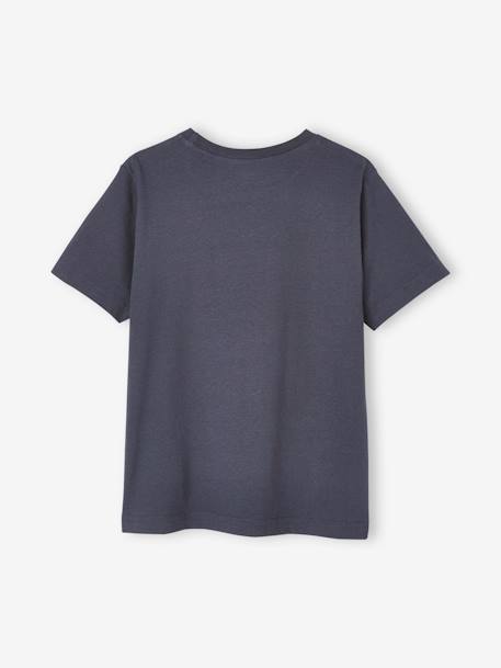 T-shirt com animal engraçado, para menino azul-noite+cinza mesclado 