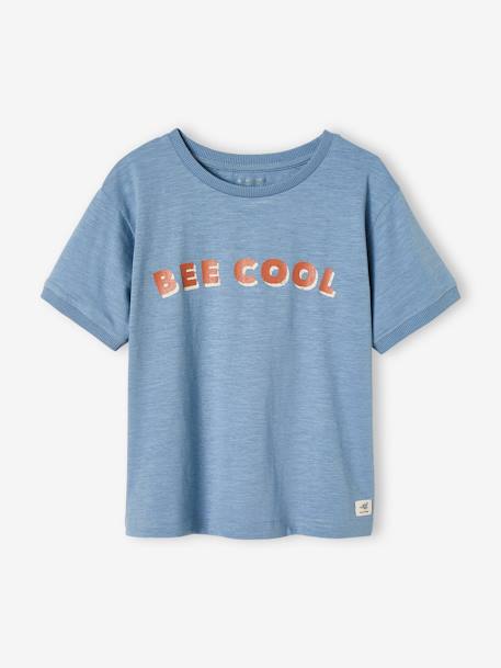 T-shirt com mensagem Bee cool, para menino azul-céu 