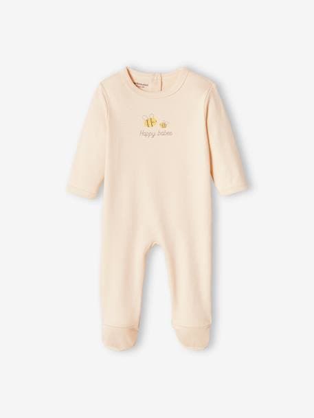 Lote de 3 pijamas básicos, em interlock, para bebé cru+lilás suave 