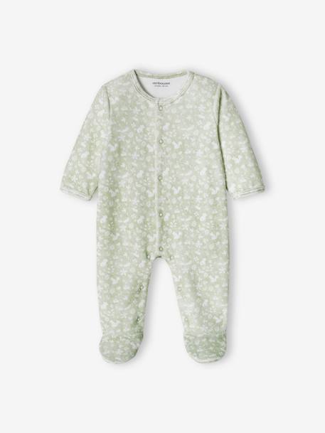 Pijama coelho, em veludo, para bebé verde-água 