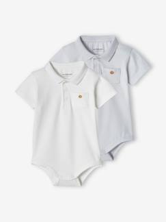 Bebé 0-36 meses-T-shirts-T-shirts-Lote de 2 bodies com gola polo e bolso, para recém-nascido