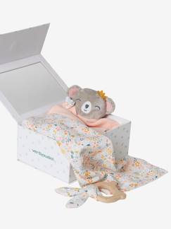 O presente ideal-Brinquedos-Primeira idade-Bonecos-doudou, peluches e brinquedos em tecido-Caixa presente com 3 peças: fralda + boneco doudou + roca