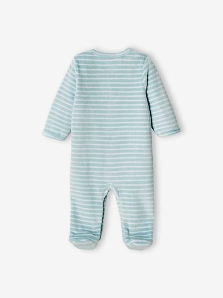 Lote de 2 pijamas barco, em veludo, para bebé menino azul-céu 