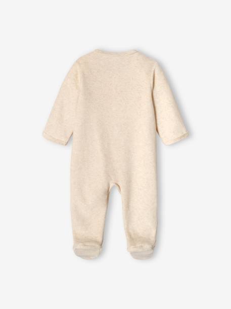 Pijama em veludo, abertura à frente, para bebé bege mesclado 
