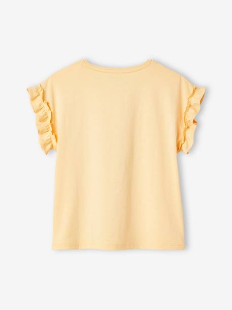 T-shirt com motivo irisado, mangas curtas com folho, para menina amarelo-pálido+cru+malva 
