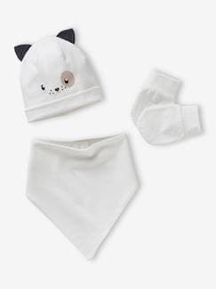 Bebé 0-36 meses-Acessórios-Conjunto  Cão, personalizável, com gorro + luvas de polegar + lenço, em malha, para bebé