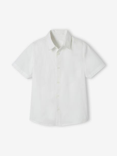 Camisa lisa, de mangas curtas, para menino branco 