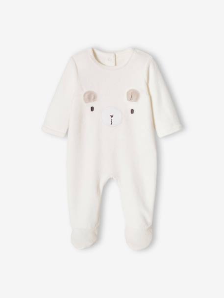 Pijama urso, em veludo, para bebé cru 