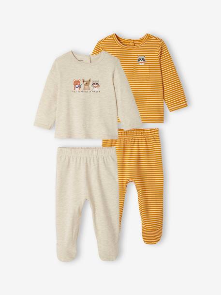 Lote de 2 pijamas em jersey, para bebé menino mostarda 